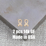 Gold Filled Cancer Ribbon Connector - 14K GF / Sterling Silver Awareness Ribbon Connectors Breast Cancer Bracelet Permanent Jewelry