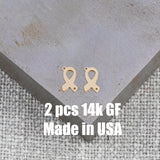 Gold Filled Cancer Ribbon Connector - 14K GF / Sterling Silver Awareness Ribbon Connectors Breast Cancer Bracelet Permanent Jewelry