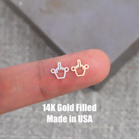 gold filled Fuck Middle Finger - sterling silver or gold filled- permanent jewelry word connectors- charm, pendant