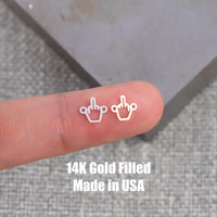 gold filled Fuck Middle Finger - sterling silver or gold filled- permanent jewelry word connectors- charm, pendant