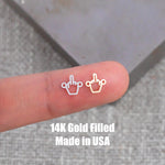 gold filled Fuck Middle Finger - sterling silver or gold filled- permanent jewelry word connectors- charm, pendant
