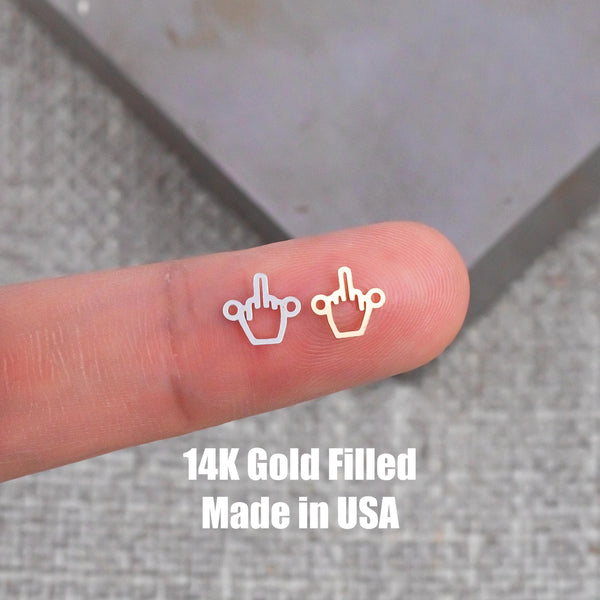 gold filled Fuck Middle Finger - sterling silver or gold filled- permanent jewelry word connectors- charm, pendant