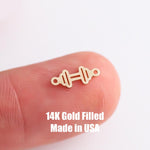 gold filled dumbbell connector 14K gold filled sterling silver free weights gym work out charms permanent jewelry connectors