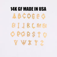 14K Gold Filled Letter Initial Connector (L) Capital Letter Alphabet Charm for Permanent Jewelry Wholesale Bracelet Jewelry Supplies