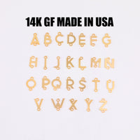 Vertical Letter CONNECTORS - 6mm 14kt Gold Filled Alphabet Initial Links - Sideways Necklace Letter - Permanent Jewelry Supplies