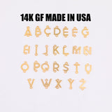 Vertical Letter CONNECTORS - 6mm 14kt Gold Filled Alphabet Initial Links - Sideways Necklace Letter - Permanent Jewelry Supplies