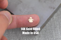 Gold Filled Ghost connector for Permanent Jewelry 14K Gold Filled sterling silver Halloween connector pendant 7mm tall connectors charms