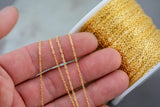 Gold Filled Drawn Flat Chain 1.3mm Heavy , Wholesale, USA Made, Chain by foot Permanent Jewelry Chain