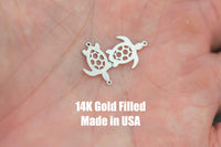 Large or Medium Turtle connector for Permanent Jewelry 14K Gold Filled sterling silver Sport connector pendant connectors charms