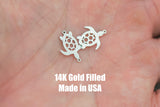 Large or Medium Turtle connector for Permanent Jewelry 14K Gold Filled sterling silver Sport connector pendant connectors charms