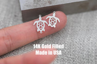 Large or Medium Turtle connector for Permanent Jewelry 14K Gold Filled sterling silver Sport connector pendant connectors charms