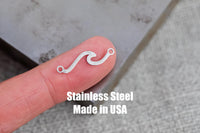Hawaii Wave Connector- Permanent Jewelry Connectors- Hand Polished Stainless Steel - Made in the USA PVD Ion Plating