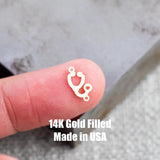 Stethoscope Connector 14K Gold Filled Sterling Silver - Medical Nurse Doctor Hospital Connectors Permanent Jewelry Supply