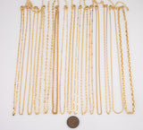 16" Gold Necklaces pvd Ion Plated Plating Satellite Heart Singapore Mariner Rolo Satellite Rectangle Snake Cuban Flat Sunburst Necklace