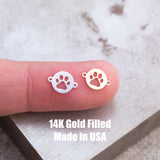 Set 2 x 14Kt Gold Filled or Sterling Silver Dog Paw Print Connectors - Dog Paw Link for Bracelet or Necklace - Permanent Jewelry Supply