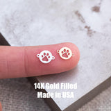 Set 2 x 14Kt Gold Filled or Sterling Silver Dog Paw Print Connectors - Dog Paw Link for Bracelet or Necklace - Permanent Jewelry Supply