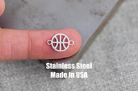 Basketball Connector- Permanent Jewelry Connectors- Hand Polished Stainless Steel - Made in the USA PVD Ion Plating