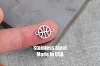 Basketball Connector- Permanent Jewelry Connectors- Hand Polished Stainless Steel - Made in the USA PVD Ion Plating
