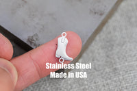 Cowboy Boots Connector- Permanent Jewelry Connectors- Hand Polished Stainless Steel - Made in the USA PVD Ion Plating