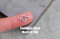 Hollow Cross - Permanent Jewelry Connectors- Hand Polished Stainless Steel - Made in the USA PVD Ion Plating