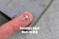 Dragon Fly - Permanent Jewelry Connectors- Hand Polished Stainless Steel - Made in the USA PVD Ion Plating