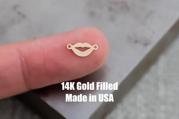 Kissing Lips Connector - 14Kt Gold Filled Sterling Silver - Connectors - Permanent Jewelry Supply