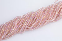 3mm Pink Crystal Beads Rondelle Roundel Beads -2 or 5 or 10 STRANDS ~13 inches long about 100+ Beads - Pink AB