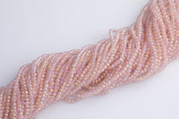 3mm Pink Crystal Beads Rondelle Roundel Beads -2 or 5 or 10 STRANDS ~13 inches long about 100+ Beads - Pink AB