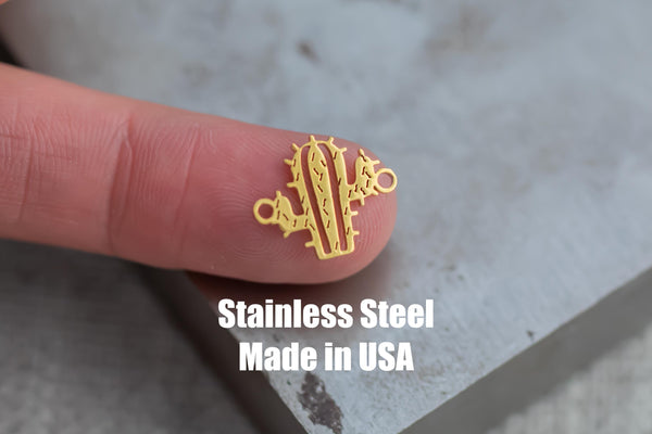 Cactus Connector- Permanent Jewelry Connectors- Hand Polished Stainless Steel - Made in the USA PVD Ion Plating