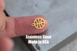 Basketball Connector- Permanent Jewelry Connectors- Hand Polished Stainless Steel - Made in the USA PVD Ion Plating
