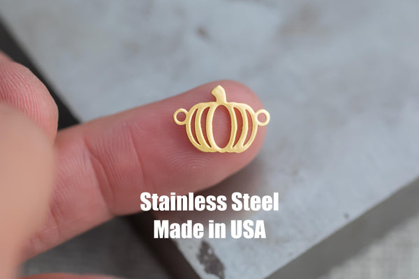 Pumpkin Connector- Permanent Jewelry Connectors- Hand Polished Stainless Steel - Made in the USA PVD Ion Plating