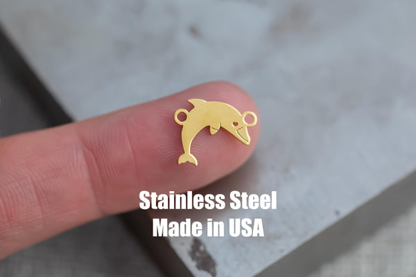 Dolphin Connector- Permanent Jewelry Connectors- Hand Polished Stainless Steel - Made in the USA PVD Ion Plating