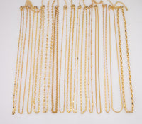 16" Gold Necklaces PVD Ion Plated Plating Satellite Heart Singapore Mariner Rolo Satellite Rectangle Snake Cuban Flat Sunburst Necklace