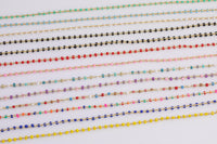 Dainty Multi color Enamel Satellite Paperclip Chain by Yard, Link Cable Chain, Wholesale bulk Roll Chain Jewelry