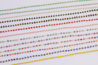 Dainty Multi color Enamel Satellite Paperclip Chain by Yard, Link Cable Chain, Wholesale bulk Roll Chain Jewelry