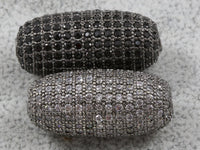 Gunmetal Cubic Zirconia Rhinestone Pave EGG (clear or black CZ rhinestones) 11x24mm cz egg