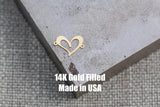 gold filled puzzle double heart connector - sterling silver or solid gold- permanent jewelry connectors- charm bar, pendant, 10 mm tall