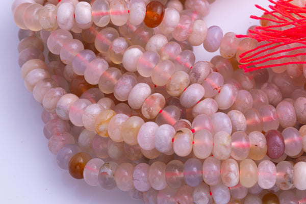 Natural Cherry Sakura Blossom Agate Beads Smooth Roundel 8mmTranslucent Pink Peach Creamy High Polish Beads 15.5" Strand
