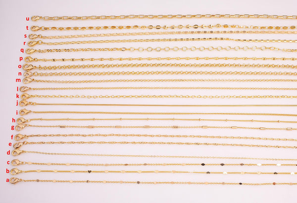 16" Necklaces Anti Tarnish PVD Ion Gold Plated 2" Extender High Quality Rectangle Mariner Rolo Satellite Snake Singapore Oval Heart Necklace