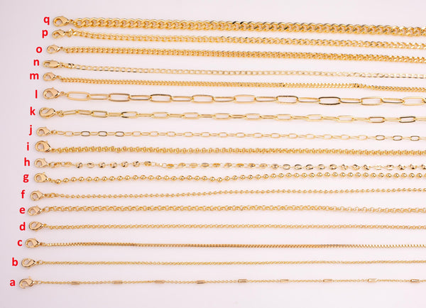 18" Necklaces Anti Tarnish PVD Ion Gold Plated 2" Extender High Quality Cuban Curb Paperclip Rolo Mariner Cube Satellite Necklace