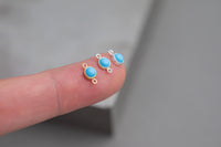 Turquoise Or Onyx 3mm or 4mm Gold Filled or Sterling Silver Synthetic Turquoise Connector or Charm