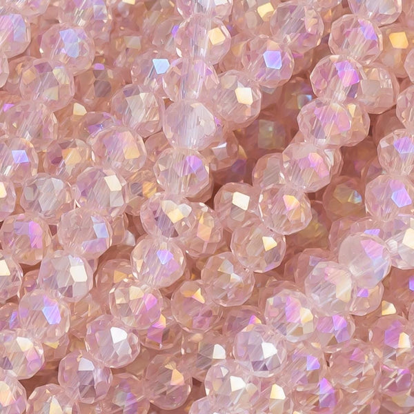 3mm Pink Crystal Beads Rondelle Roundel Beads -2 or 5 or 10 STRANDS ~13 inches long about 100+ Beads - Pink AB