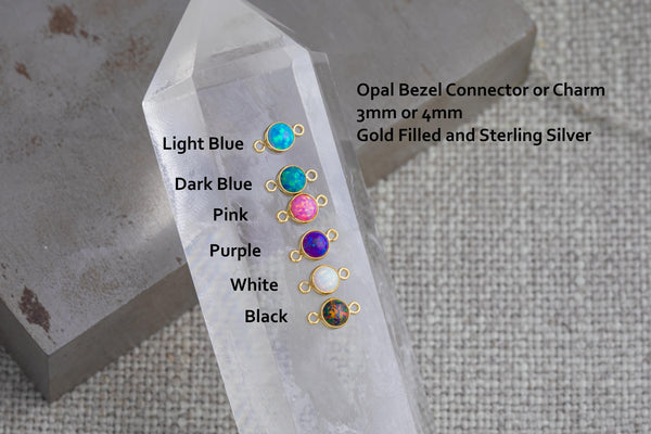 Colorful Opal 14kt Gold Filled & Sterling Silver Synthetic Opal CONNECTORS 3mm or 4mm - Bulk Permanent Jewelry Supply - Limited Edition