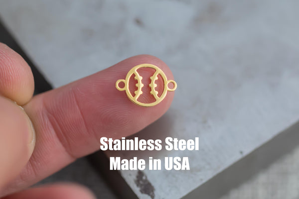 Baseball Connector- Permanent Jewelry Connectors- Hand Polished Stainless Steel - Made in the USA PVD Ion Plating