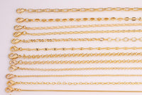 16" Necklaces Anti Tarnish PVD Ion Gold Plated 2" Extender High Quality Rectangle Mariner Rolo Satellite Snake Singapore Oval Heart Necklace