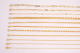 16" Necklaces Anti Tarnish PVD Ion Plated with 2" Extender - High Quality - Paperclip Cuban Ball Curb