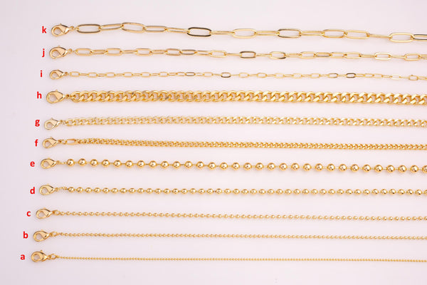 16" Necklaces Anti Tarnish PVD Ion Plated with 2" Extender - High Quality - Paperclip Cuban Ball Curb