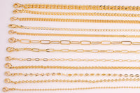 18" Necklaces Anti Tarnish PVD Ion Gold Plated 2" Extender High Quality Cuban Curb Paperclip Rolo Mariner Cube Satellite Necklace