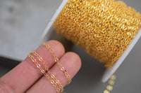 Gold Filled Flat Oval Chain, Wholesale, USA Made, Chain by foot Permanent Jewelry Chain