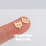 Cat Face Sign Permanent Jewelry Connector- Intricate Detail - 14kt gold filled or Sterling Silver - Made in the USA - Custom